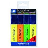 ESTUCHE 3 + 1REGALO MARCADORES FLUORESCENTE CLASSIC 364 TEXTSURFER STAEDTLER 364-S WP4P (Espera 4 dias)